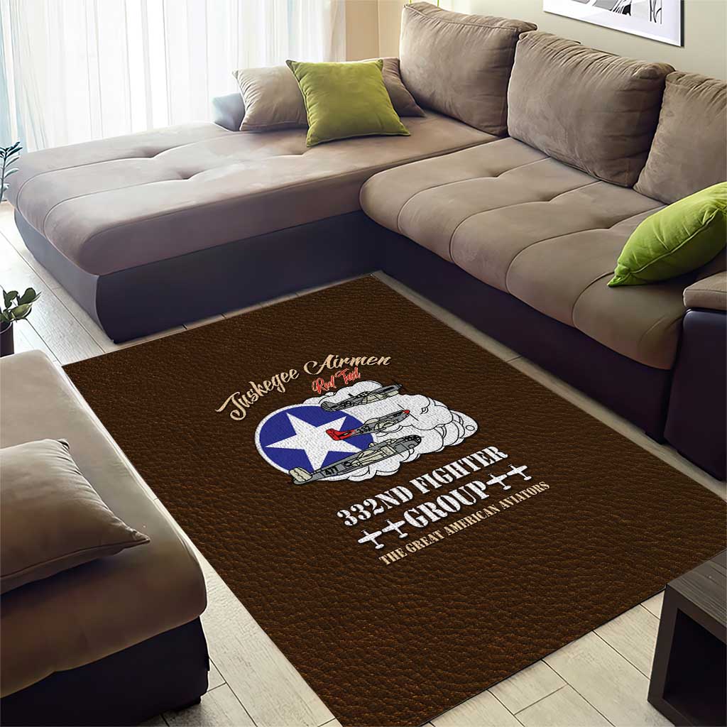 Tuskegee Airmen WWII Heroes Area Rug The Great American Aviators Brown Leather Pattern - Wonder Print Shop
