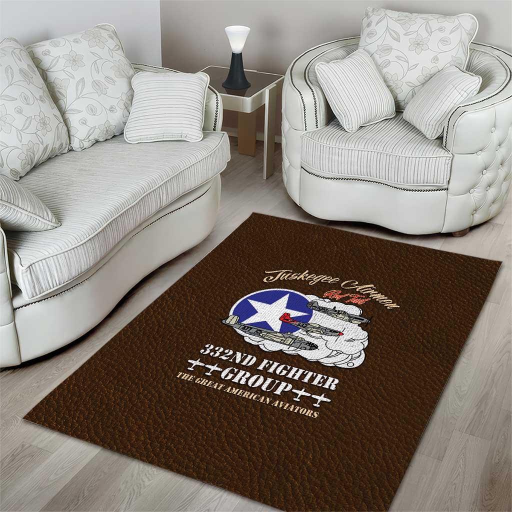 Tuskegee Airmen WWII Heroes Area Rug The Great American Aviators Brown Leather Pattern - Wonder Print Shop