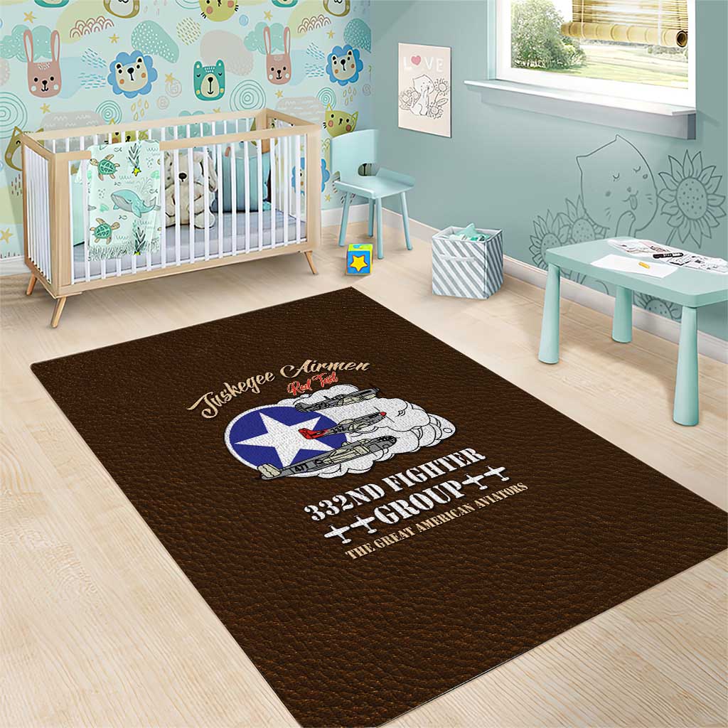 Tuskegee Airmen WWII Heroes Area Rug The Great American Aviators Brown Leather Pattern - Wonder Print Shop