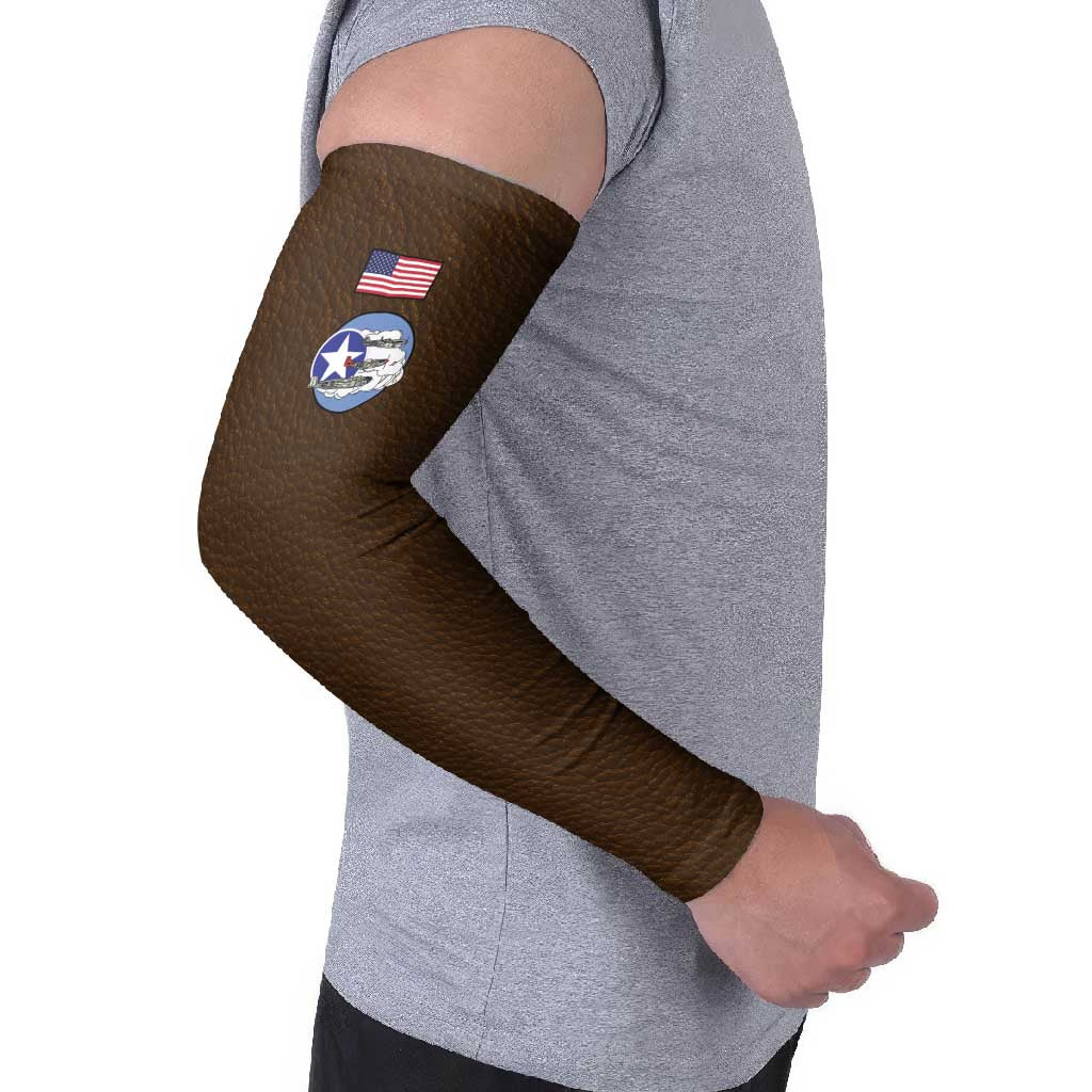 Tuskegee Airmen WWII Heroes Arm Sleeves The Great American Aviators Brown Leather Pattern - Wonder Print Shop