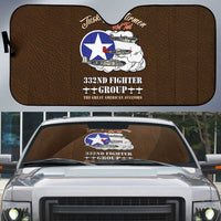 Tuskegee Airmen WWII Heroes Auto Sun Shade The Great American Aviators Brown Leather Pattern - Wonder Print Shop