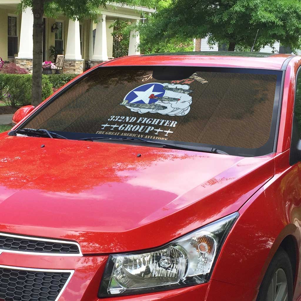 Tuskegee Airmen WWII Heroes Auto Sun Shade The Great American Aviators Brown Leather Pattern - Wonder Print Shop