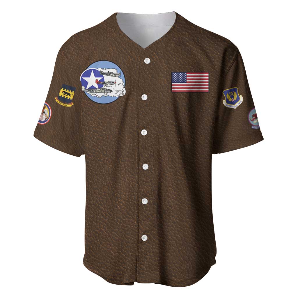 Tuskegee Airmen WWII Heroes Baseball Jersey The Great American Aviators Brown Leather Pattern - Wonder Print Shop