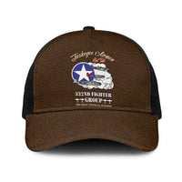 Tuskegee Airmen WWII Heroes Baseball Net Cap The Great American Aviators Brown Leather Pattern - Wonder Print Shop