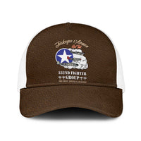Tuskegee Airmen WWII Heroes Baseball Net Cap The Great American Aviators Brown Leather Pattern - Wonder Print Shop