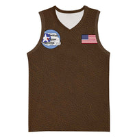 Tuskegee Airmen WWII Heroes Basketball Jersey The Great American Aviators Brown Leather Pattern - Wonder Print Shop