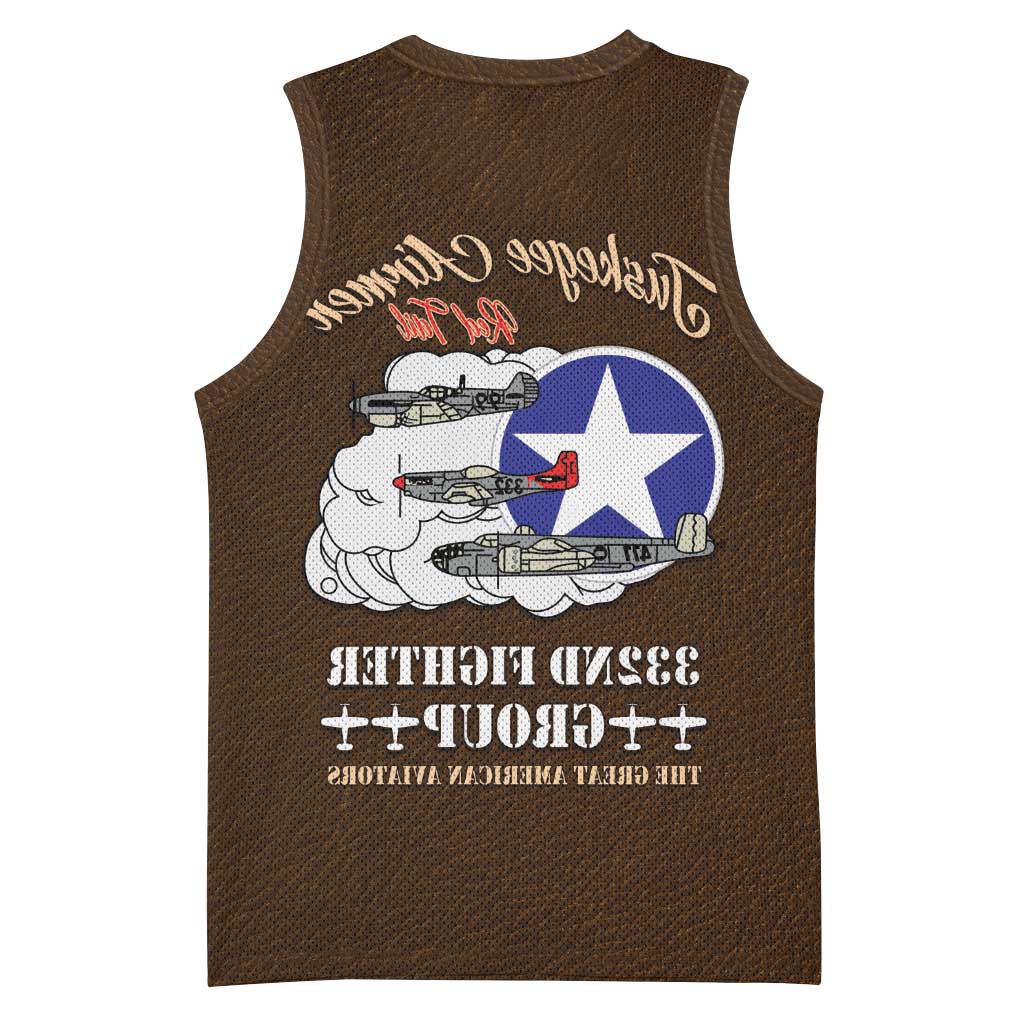 Tuskegee Airmen WWII Heroes Basketball Jersey The Great American Aviators Brown Leather Pattern - Wonder Print Shop