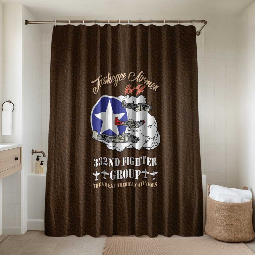 Tuskegee Airmen WWII Heroes Bathroom Set The Great American Aviators Brown Leather Pattern - Wonder Print Shop