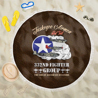 Tuskegee Airmen WWII Heroes Beach Blanket The Great American Aviators Brown Leather Pattern - Wonder Print Shop