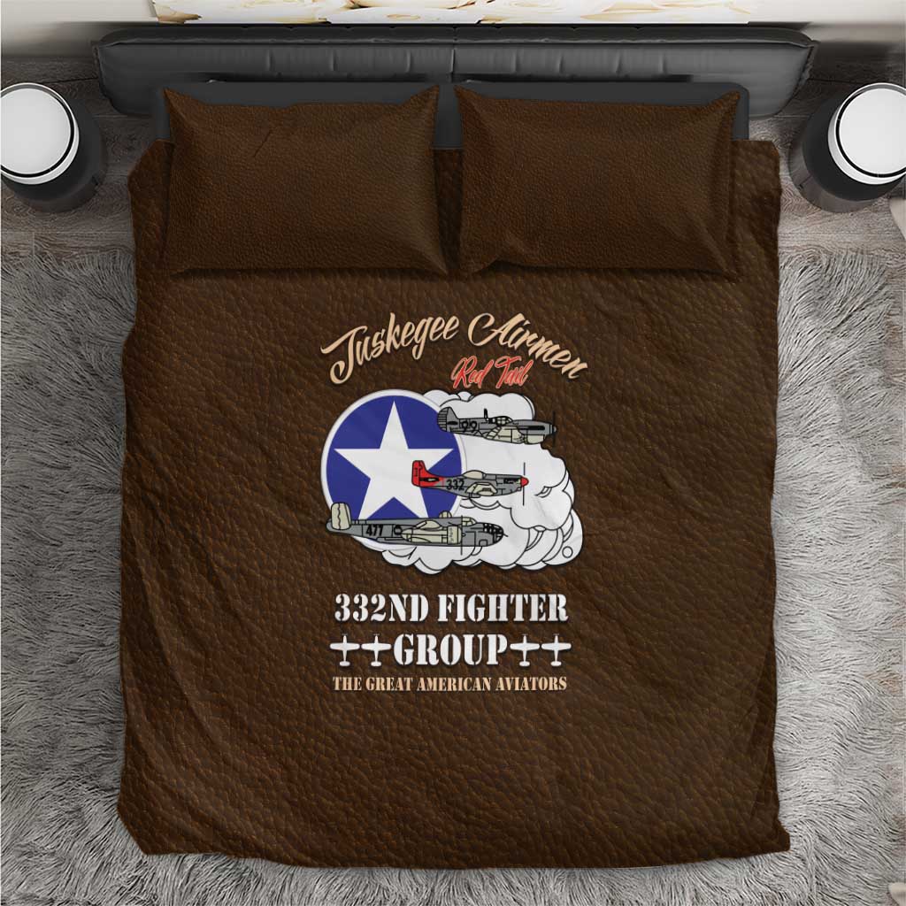 Tuskegee Airmen WWII Heroes Bedding Set The Great American Aviators Brown Leather Pattern - Wonder Print Shop