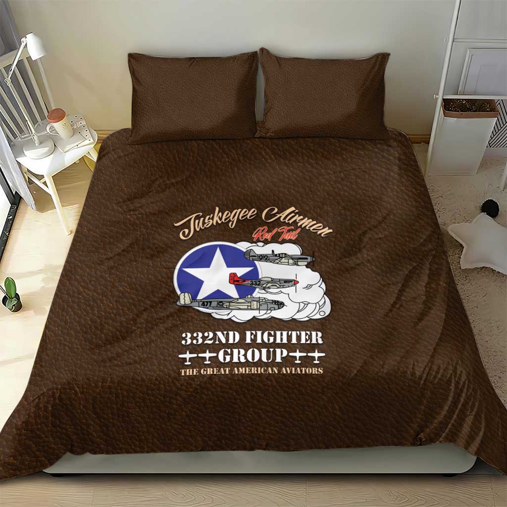 Tuskegee Airmen WWII Heroes Bedding Set The Great American Aviators Brown Leather Pattern - Wonder Print Shop