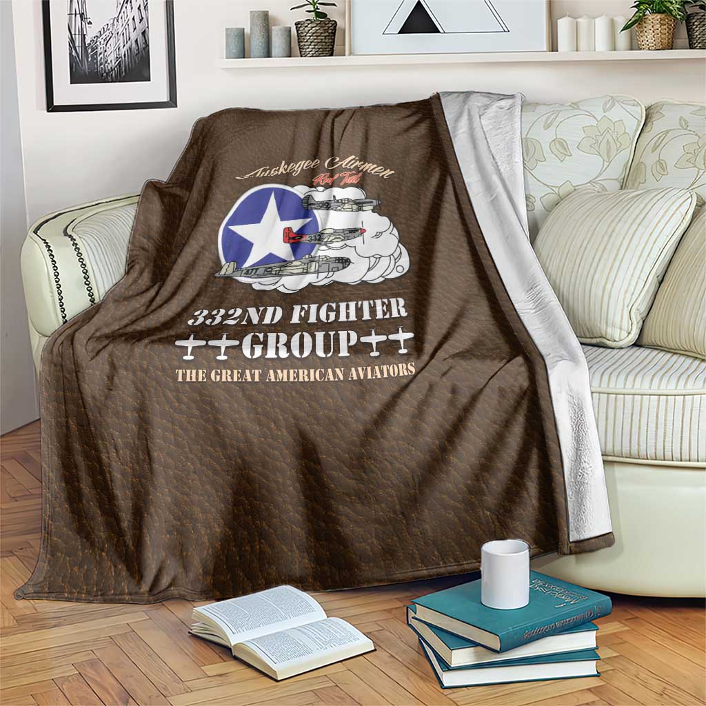Tuskegee Airmen WWII Heroes Blanket The Great American Aviators Brown Leather Pattern - Wonder Print Shop