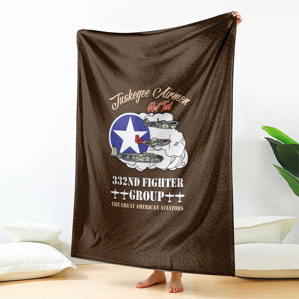 Tuskegee Airmen WWII Heroes Blanket The Great American Aviators Brown Leather Pattern - Wonder Print Shop
