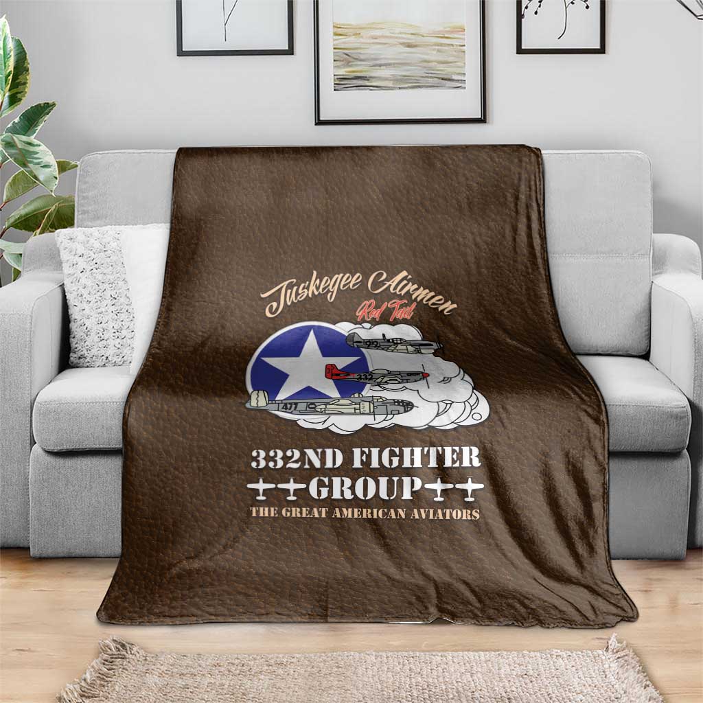 Tuskegee Airmen WWII Heroes Blanket The Great American Aviators Brown Leather Pattern - Wonder Print Shop