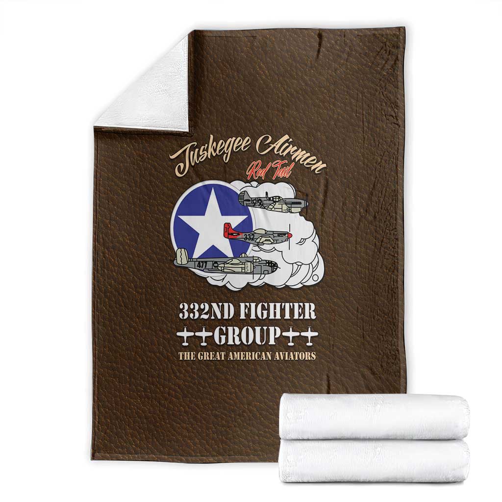 Tuskegee Airmen WWII Heroes Blanket The Great American Aviators Brown Leather Pattern - Wonder Print Shop