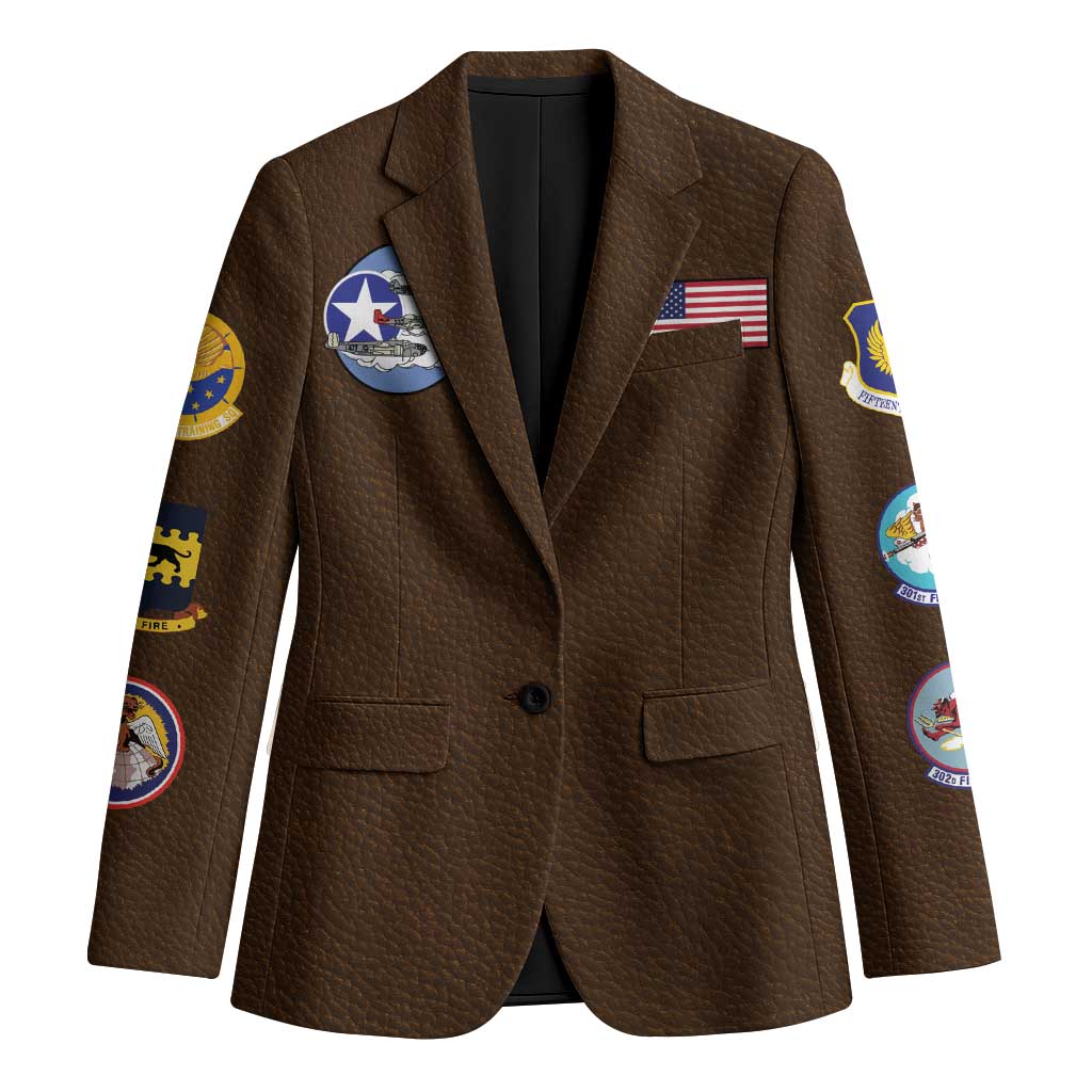 Tuskegee Airmen WWII Heroes Blazer The Great American Aviators Brown Leather Pattern - Wonder Print Shop