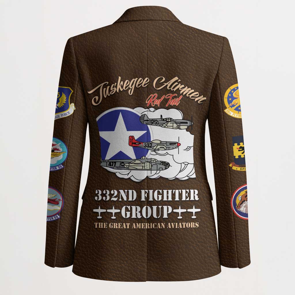 Tuskegee Airmen WWII Heroes Blazer The Great American Aviators Brown Leather Pattern - Wonder Print Shop