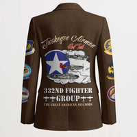 Tuskegee Airmen WWII Heroes Blazer The Great American Aviators Brown Leather Pattern - Wonder Print Shop