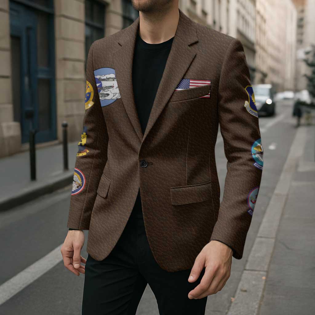 Tuskegee Airmen WWII Heroes Blazer The Great American Aviators Brown Leather Pattern - Wonder Print Shop