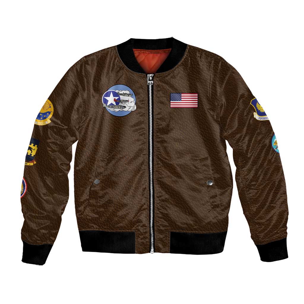 Tuskegee Airmen WWII Heroes Bomber Jacket The Great American Aviators Brown Leather Pattern - Wonder Print Shop
