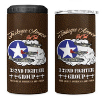 Tuskegee Airmen WWII Heroes 4 in 1 Can Cooler Tumbler The Great American Aviators Brown Leather Pattern - Wonder Print Shop