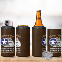 Tuskegee Airmen WWII Heroes 4 in 1 Can Cooler Tumbler The Great American Aviators Brown Leather Pattern - Wonder Print Shop