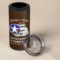 Tuskegee Airmen WWII Heroes 4 in 1 Can Cooler Tumbler The Great American Aviators Brown Leather Pattern - Wonder Print Shop