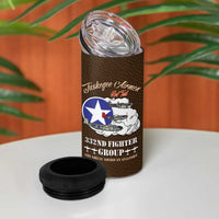 Tuskegee Airmen WWII Heroes 4 in 1 Can Cooler Tumbler The Great American Aviators Brown Leather Pattern - Wonder Print Shop