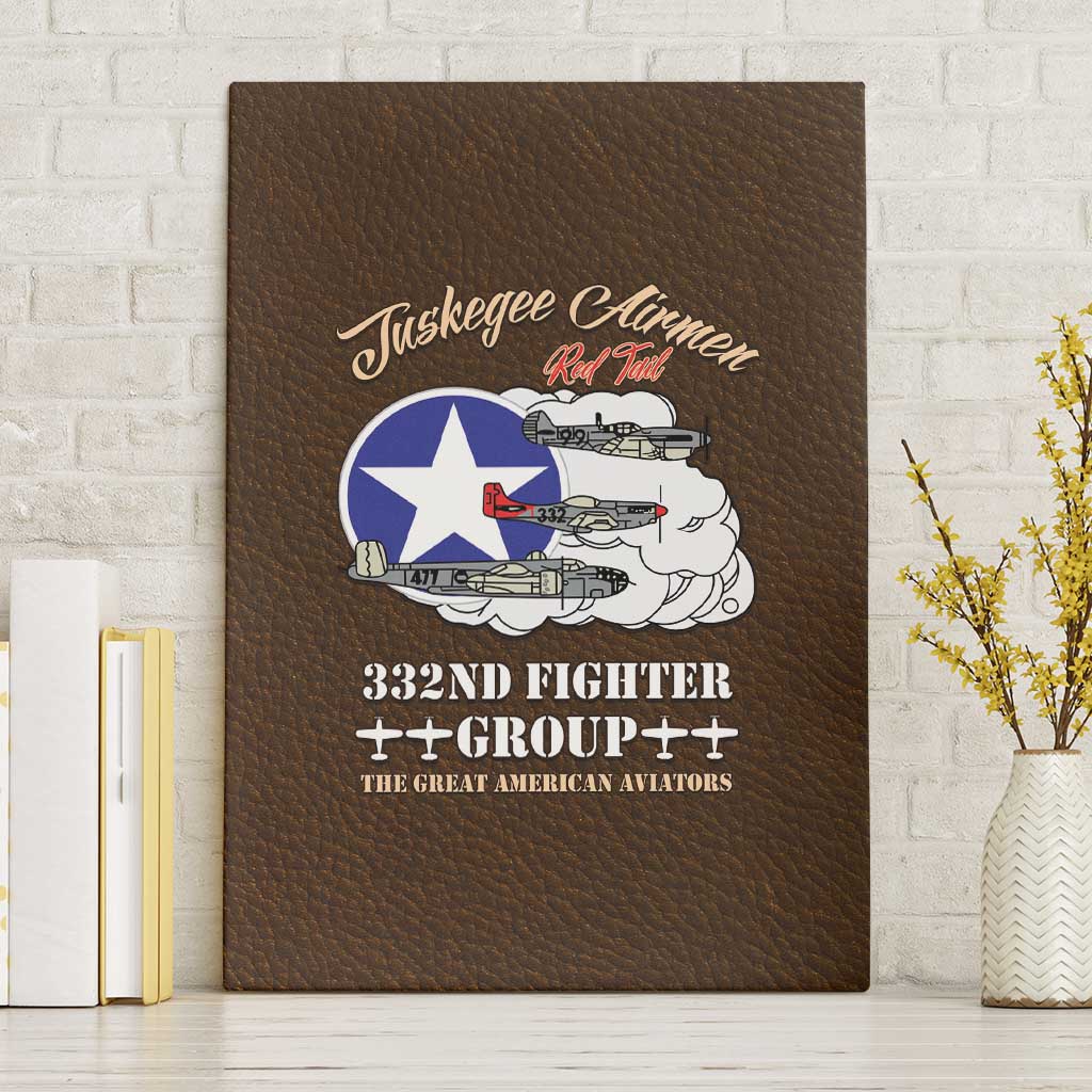Tuskegee Airmen WWII Heroes Canvas Wall Art The Great American Aviators Brown Leather Pattern - Wonder Print Shop