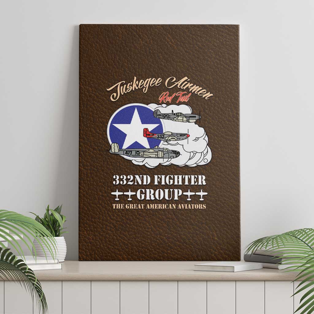 Tuskegee Airmen WWII Heroes Canvas Wall Art The Great American Aviators Brown Leather Pattern - Wonder Print Shop