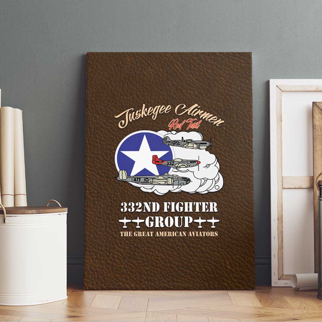 Tuskegee Airmen WWII Heroes Canvas Wall Art The Great American Aviators Brown Leather Pattern - Wonder Print Shop