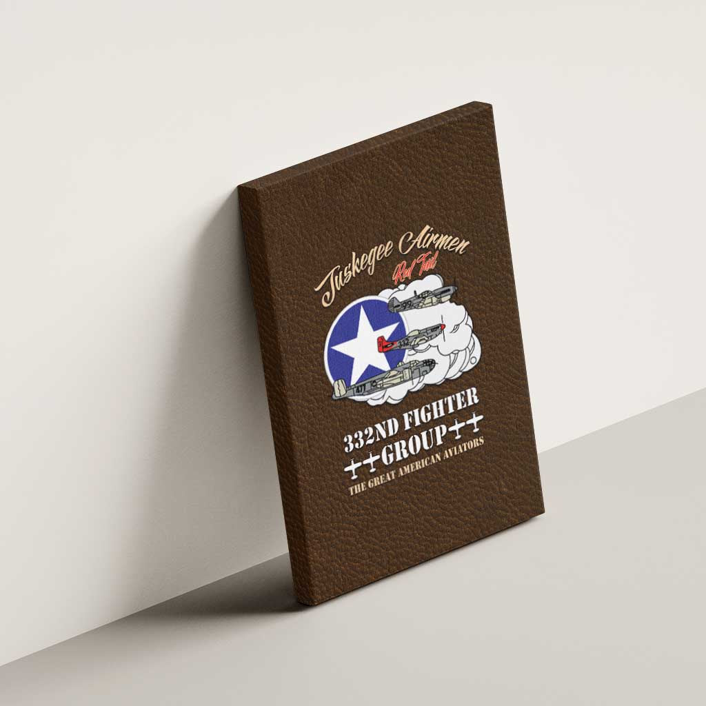 Tuskegee Airmen WWII Heroes Canvas Wall Art The Great American Aviators Brown Leather Pattern - Wonder Print Shop