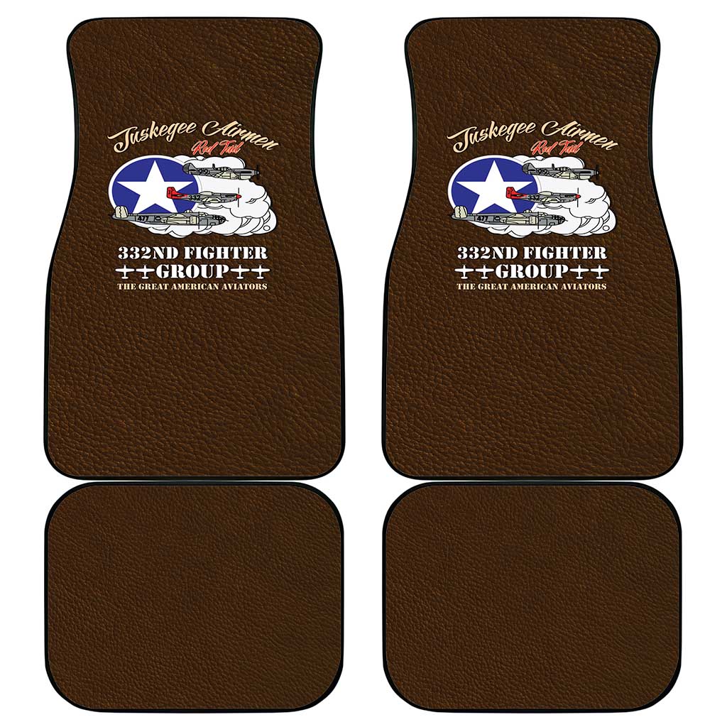Tuskegee Airmen WWII Heroes Car Mats The Great American Aviators Brown Leather Pattern - Wonder Print Shop