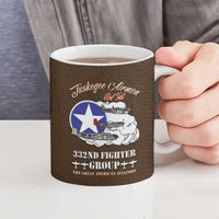 Tuskegee Airmen WWII Heroes Ceramic Mug The Great American Aviators Brown Leather Pattern - Wonder Print Shop