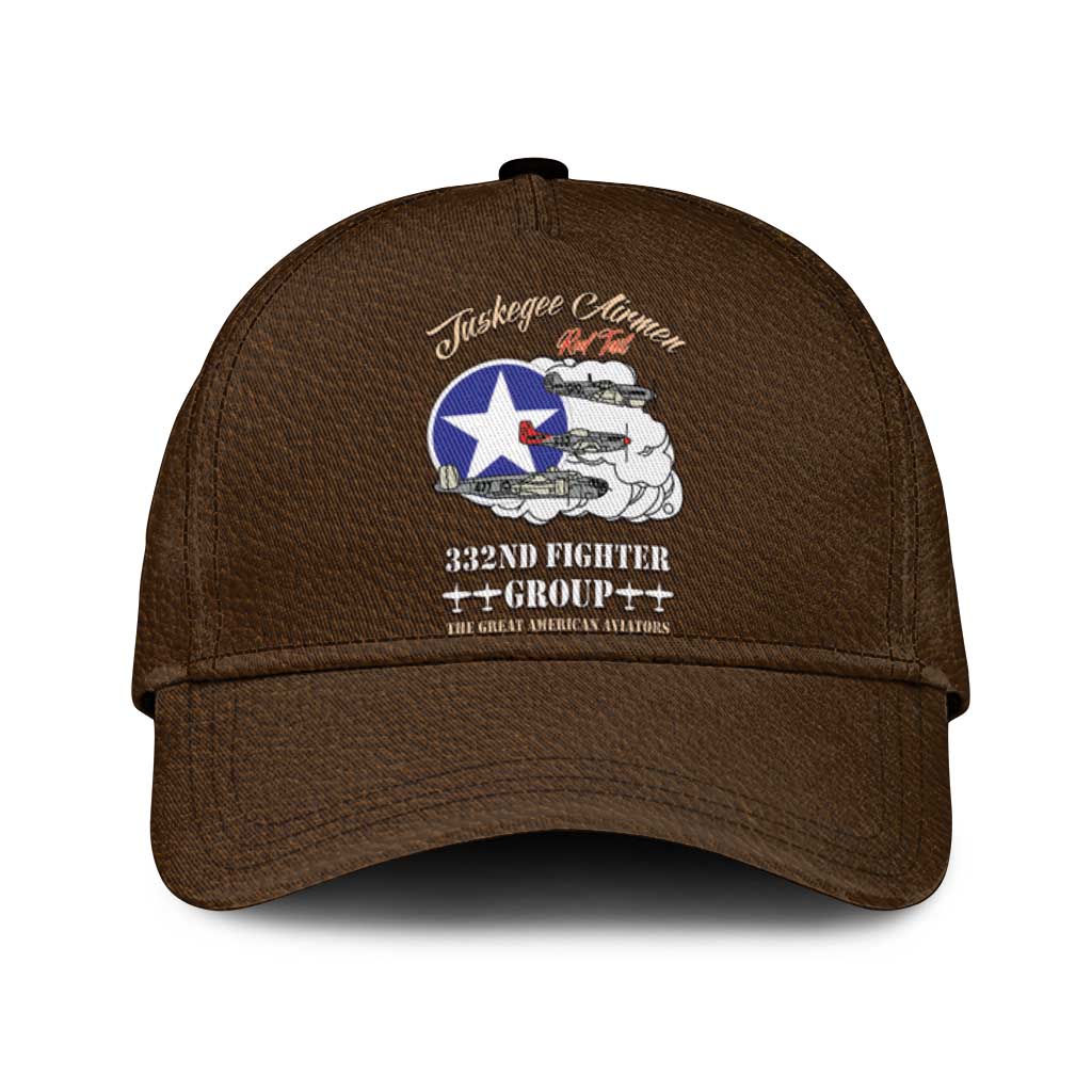 Tuskegee Airmen WWII Heroes Classic Cap The Great American Aviators Brown Leather Pattern - Wonder Print Shop