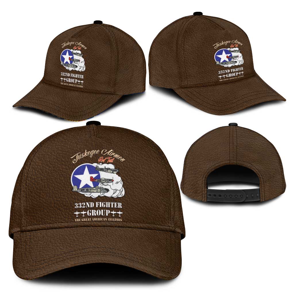 Tuskegee Airmen WWII Heroes Classic Cap The Great American Aviators Brown Leather Pattern - Wonder Print Shop