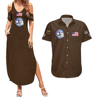 Tuskegee Airmen WWII Heroes Couples Matching Summer Maxi Dress and Hawaiian Shirt The Great American Aviators Brown Leather Pattern - Wonder Print Shop