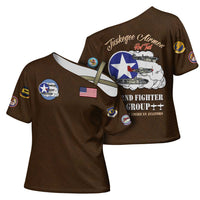 Tuskegee Airmen WWII Heroes Cross Shoulder Shirt The Great American Aviators Brown Leather Pattern - Wonder Print Shop