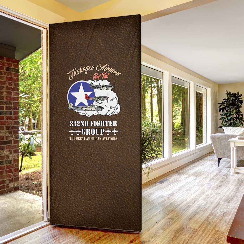 Tuskegee Airmen WWII Heroes Door Cover The Great American Aviators Brown Leather Pattern - Wonder Print Shop