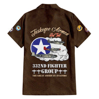 Tuskegee Airmen WWII Heroes Family Matching Off The Shoulder Long Sleeve Dress and Hawaiian Shirt The Great American Aviators Brown Leather Pattern - Wonder Print Shop