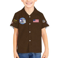 Tuskegee Airmen WWII Heroes Family Matching Off Shoulder Maxi Dress and Hawaiian Shirt The Great American Aviators Brown Leather Pattern - Wonder Print Shop