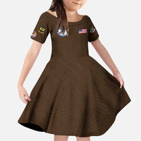 Tuskegee Airmen WWII Heroes Family Matching Short Sleeve Bodycon Dress and Hawaiian Shirt The Great American Aviators Brown Leather Pattern - Wonder Print Shop