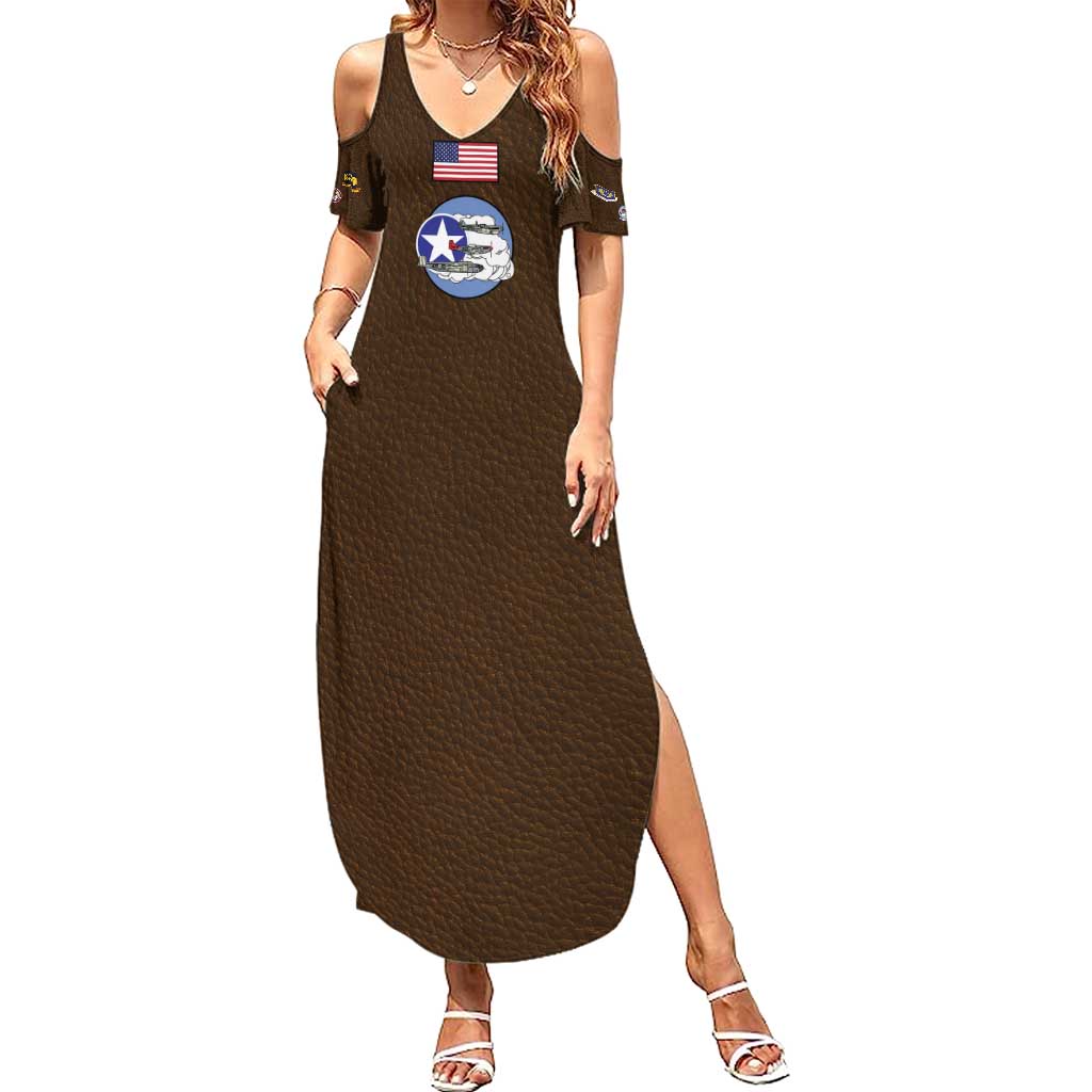 Tuskegee Airmen WWII Heroes Family Matching Summer Maxi Dress and Hawaiian Shirt The Great American Aviators Brown Leather Pattern - Wonder Print Shop