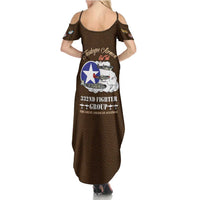 Tuskegee Airmen WWII Heroes Family Matching Summer Maxi Dress and Hawaiian Shirt The Great American Aviators Brown Leather Pattern - Wonder Print Shop