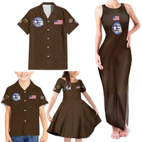 Tuskegee Airmen WWII Heroes Family Matching Tank Maxi Dress and Hawaiian Shirt The Great American Aviators Brown Leather Pattern - Wonder Print Shop