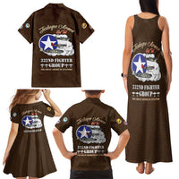 Tuskegee Airmen WWII Heroes Family Matching Tank Maxi Dress and Hawaiian Shirt The Great American Aviators Brown Leather Pattern - Wonder Print Shop