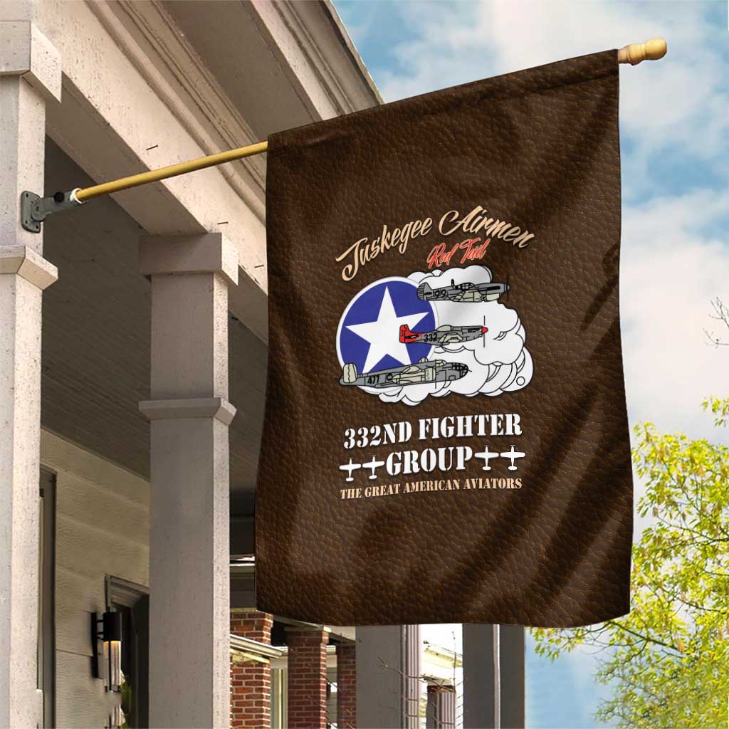 Tuskegee Airmen WWII Heroes Garden Flag The Great American Aviators Brown Leather Pattern - Wonder Print Shop