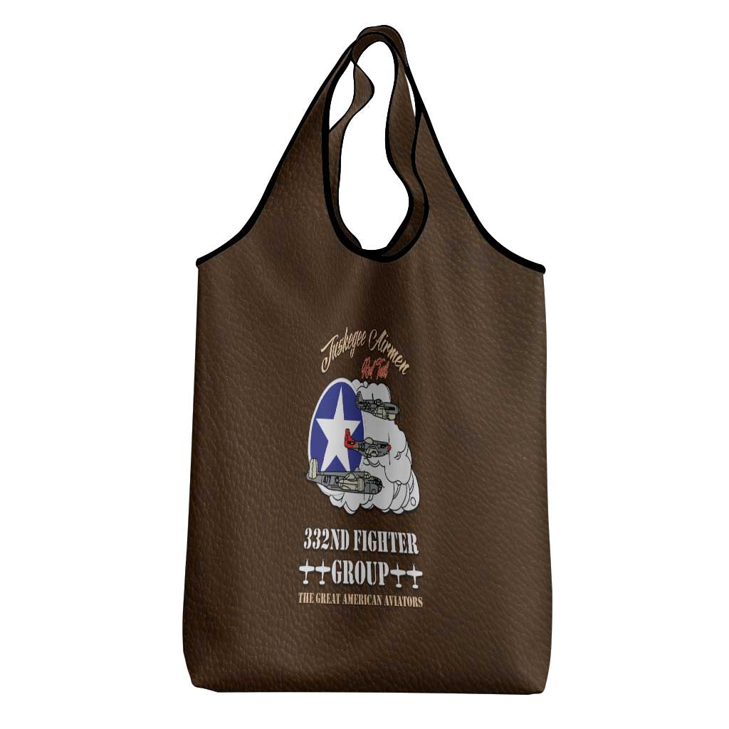 Tuskegee Airmen WWII Heroes Grocery Bag The Great American Aviators Brown Leather Pattern - Wonder Print Shop