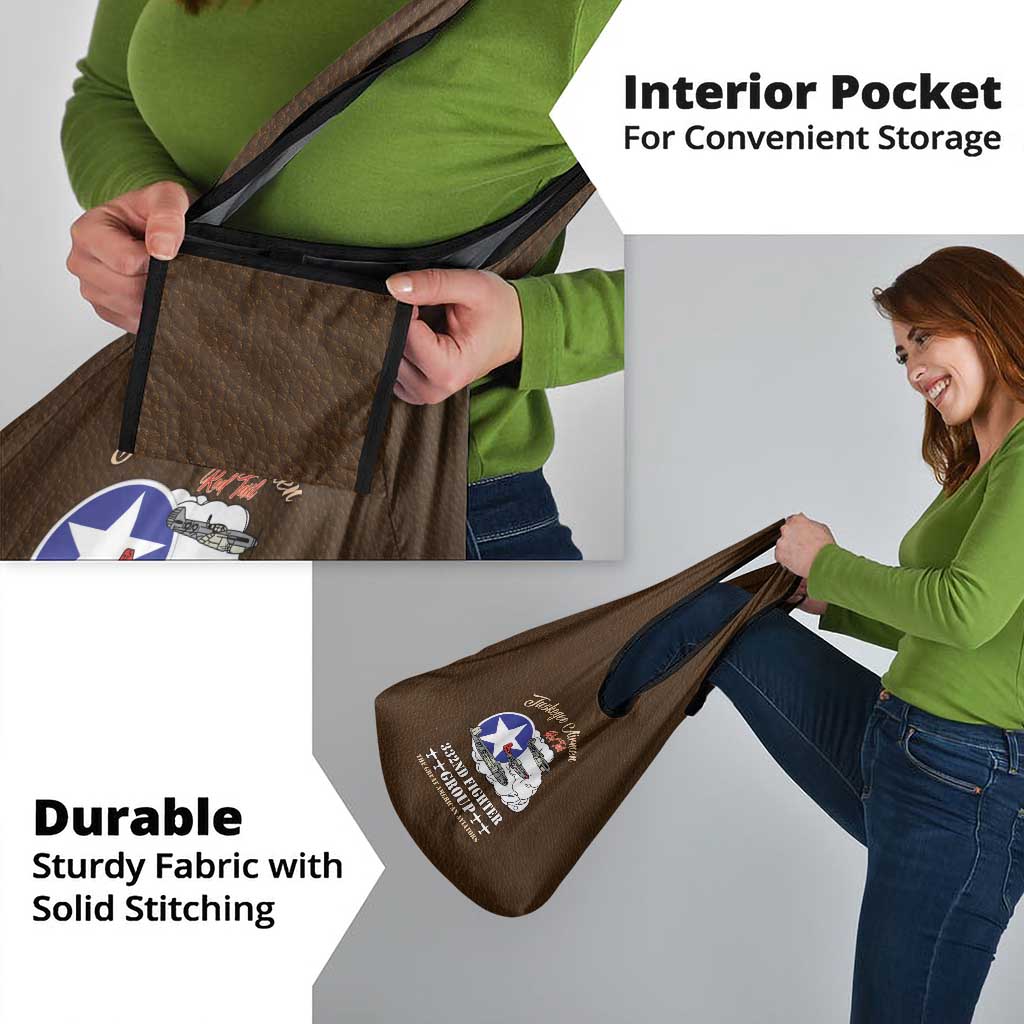 Tuskegee Airmen WWII Heroes Grocery Bag The Great American Aviators Brown Leather Pattern - Wonder Print Shop