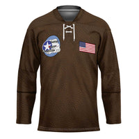 Tuskegee Airmen WWII Heroes Hockey Jersey The Great American Aviators Brown Leather Pattern - Wonder Print Shop